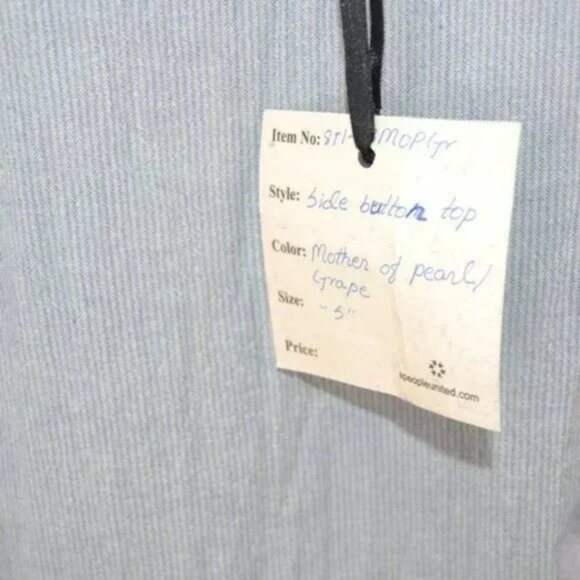 NWT Tribe Boutique Hand Woven Structured Lagenlook Pearl White Purple Crop Top S - Picture 5 of 7